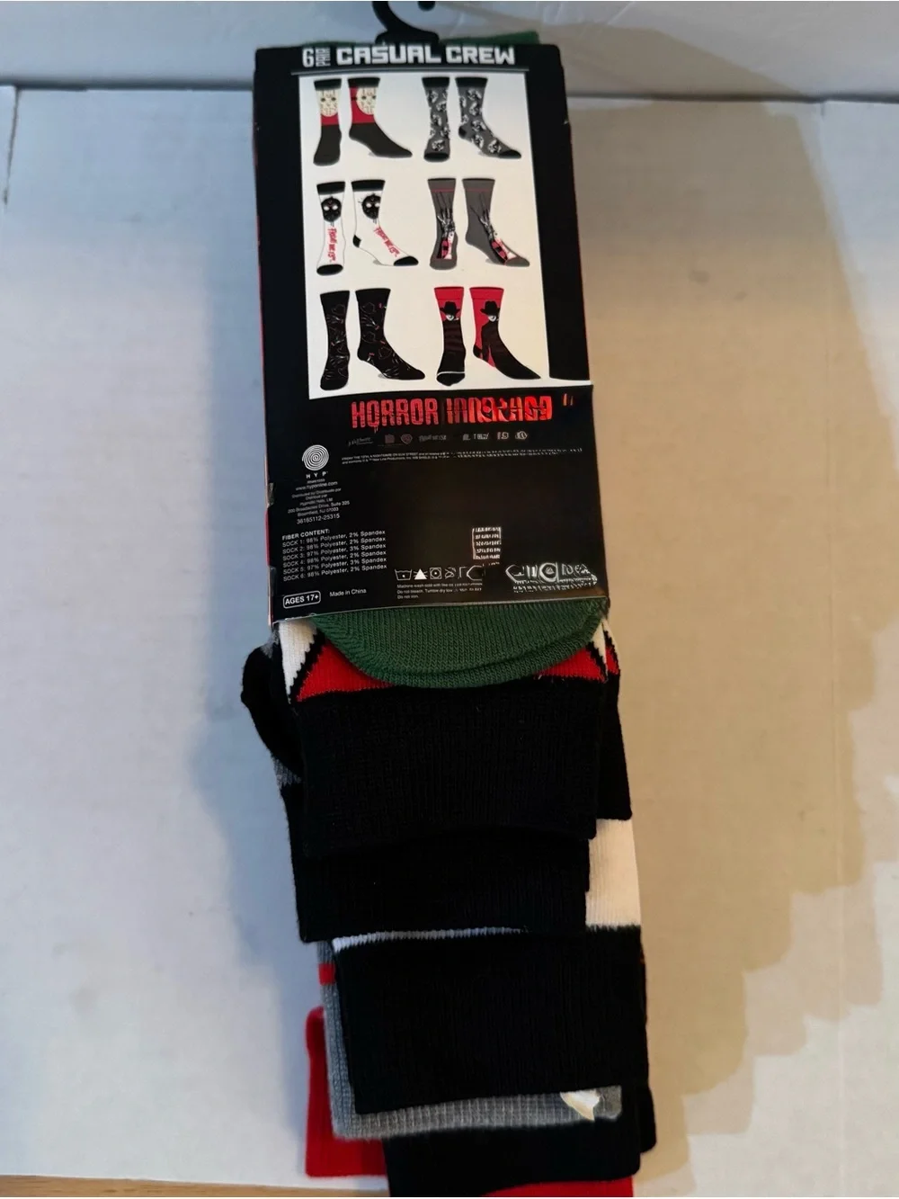 Freddy Vs Jason Crew Socks, 6-Pack